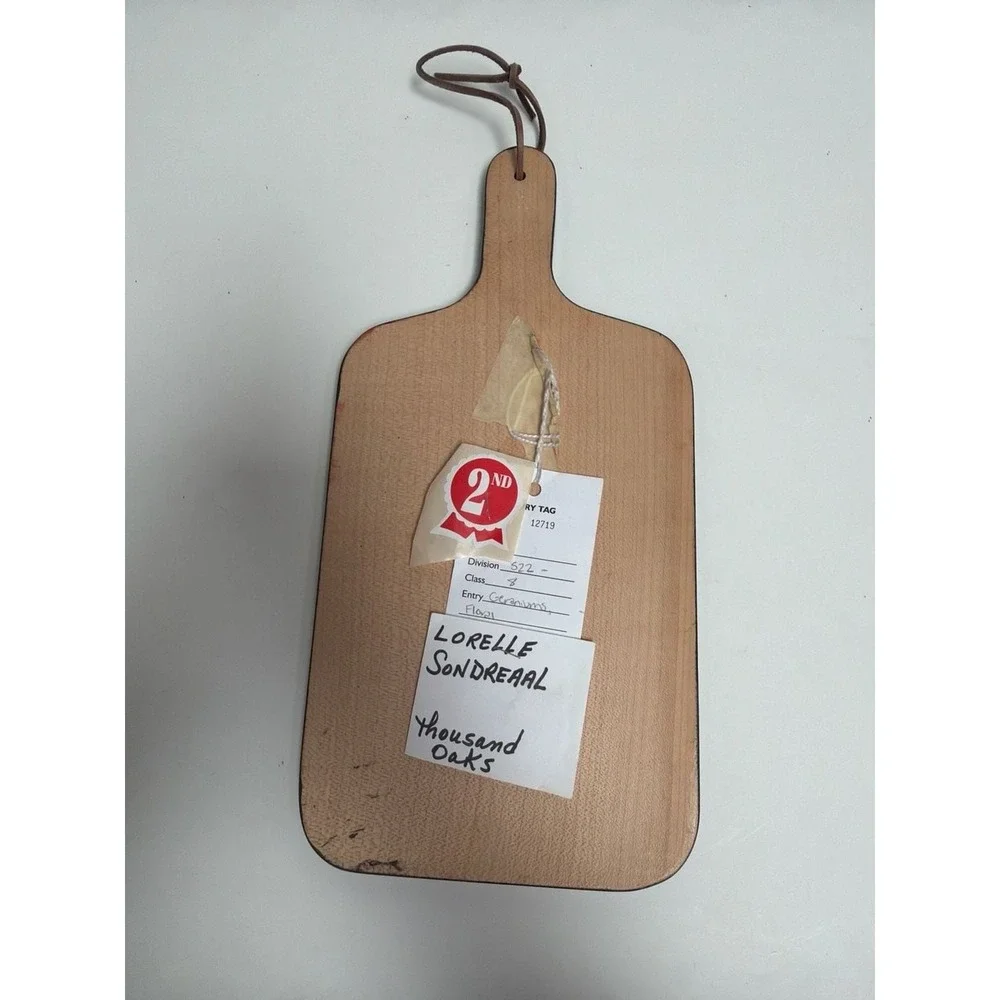 Vintage Hand-Painted‎ Geranium Floral Wooden Decorative Cutting Board by Lorelle